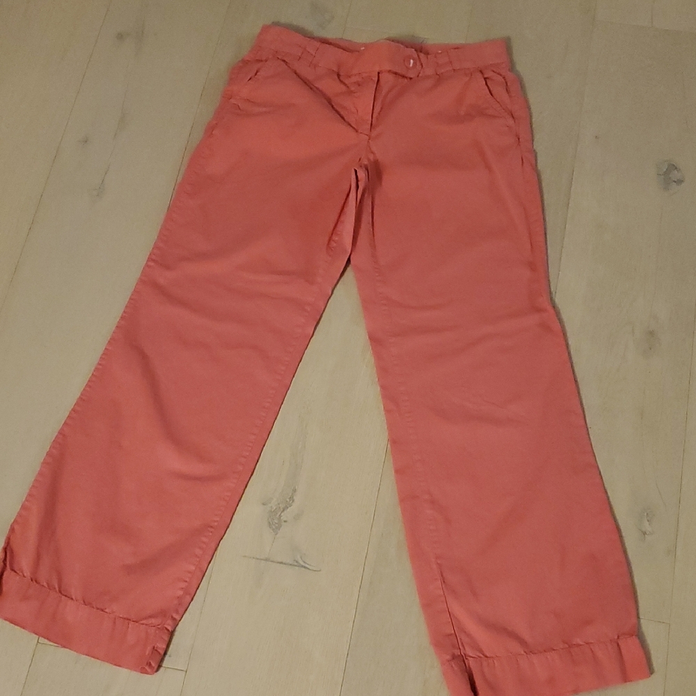 J. Crew- City Fit Wide Leg Chino Pant Sz.8 R 100%Cotton Coral Pink